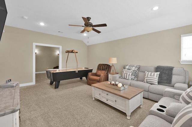 116 Owen Ridge Dr, Conroe, TX 77384 - living room featuring ceiling fan, light carpet, baseboards, and recessed lighting