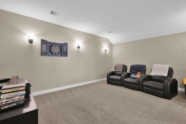 116 Owen Ridge Dr, Conroe, TX 77384 - carpeted cinema with baseboards and lofted ceiling