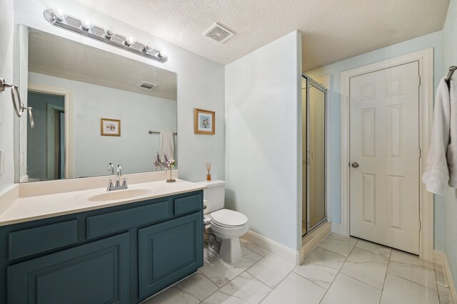 1310 Cohn St, Houston, TX 77007 - full bath featuring marble finish floors, vanity, a stall shower, and toilet