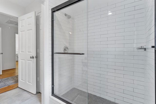 3923 W Main St, Houston, TX 77027 - bathroom featuring a stall shower and tile patterned floors