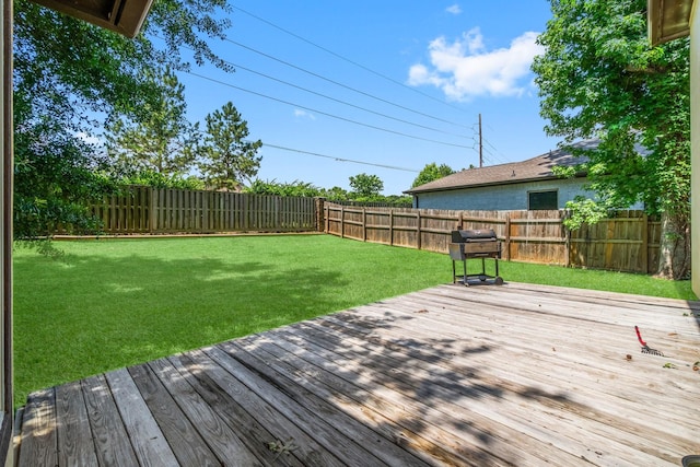 4313 Windswept Dr, Montgomery, TX 77356 - wooden terrace featuring a fenced backyard and grilling area