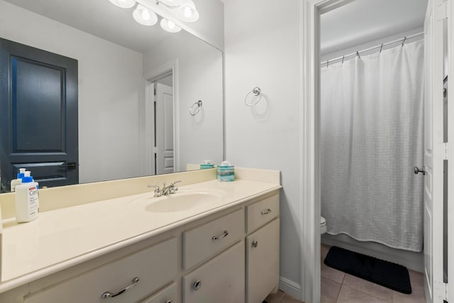 4313 Windswept Dr, Montgomery, TX 77356 - bathroom featuring vanity, tile patterned flooring, and shower / bath combo with shower curtain
