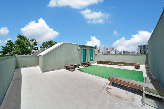 2223 Taft St, Houston, TX 77006 - view of patio / terrace featuring entry steps and a city view