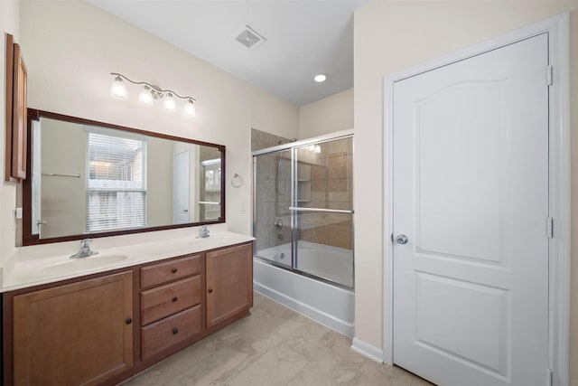24018 Adobe Ridge Ln, Katy, TX 77493 - full bath with double vanity and enclosed tub / shower combo