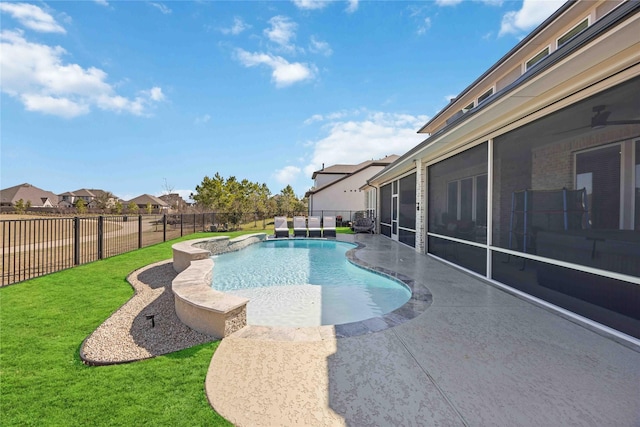 21310 Blue Wood Aster Ct, Cypress, TX 77433 - view of pool with a patio area, a sunroom, and a residential view