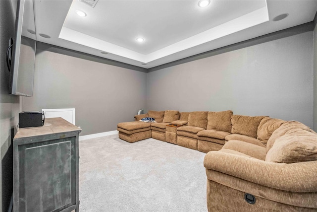 21310 Blue Wood Aster Ct, Cypress, TX 77433 - living area featuring carpet, a tray ceiling, recessed lighting, and baseboards