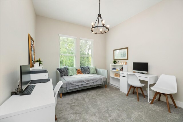 4926 Wunder Way, Houston, TX 77069 - office area featuring a chandelier and carpet flooring