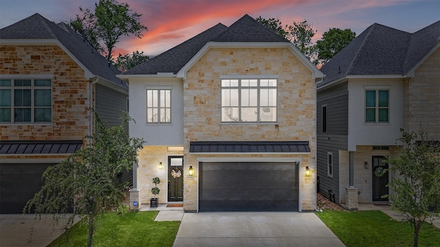 4926 Wunder Way, Houston, TX 77069 - french country style house featuring stone siding, concrete driveway, an attached garage, and roof with shingles