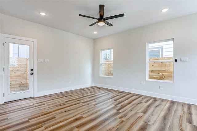 5407 Lee St, Houston, TX 77020 - spare room with a ceiling fan, wood finished floors, baseboards, and recessed lighting