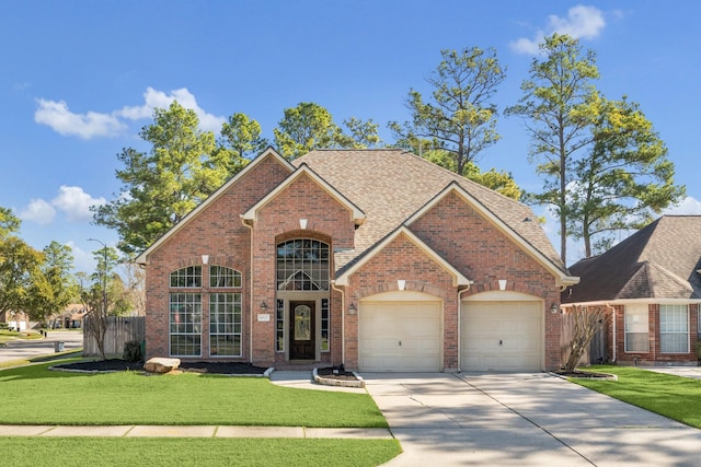 14522 Belvan Ct, Cypress, TX 77429 - traditional-style home with concrete driveway, brick siding, an attached garage, and roof with shingles