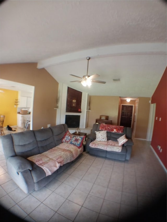 2450 Edgedale Dr, Missouri City, TX 77489 - tiled living area featuring a ceiling fan