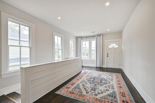 1715 30th St, Galveston, TX 77550 - entryway with baseboards, recessed lighting, and dark wood-style floors