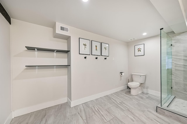 1715 30th St, Galveston, TX 77550 - full bathroom with toilet, a shower stall, recessed lighting, and baseboards