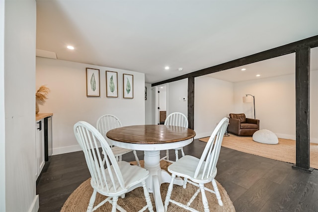 1715 30th St, Galveston, TX 77550 - dining room with dark wood-style floors, baseboards, and recessed lighting