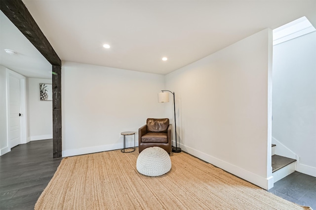1715 30th St, Galveston, TX 77550 - living area featuring wood finished floors, baseboards, stairway, and recessed lighting