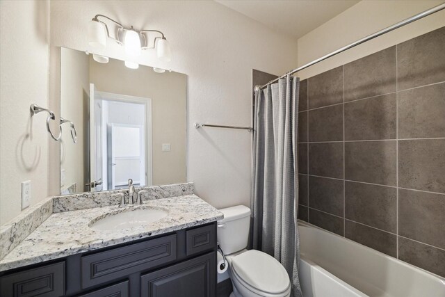 6013 Kansas St Unit B, Houston, TX 77007 - bathroom with toilet, vanity, and shower / tub combo with curtain