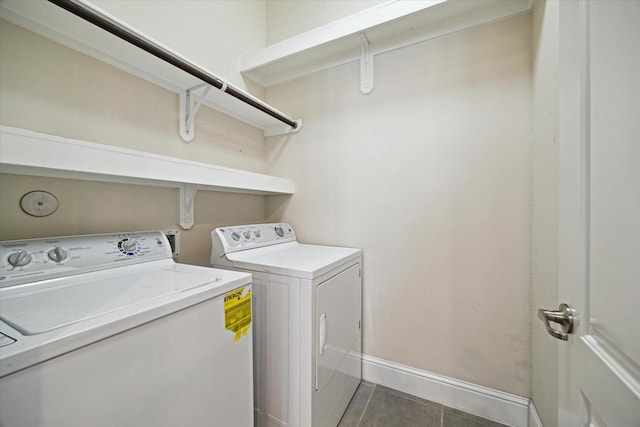 6013 Kansas St Unit B, Houston, TX 77007 - laundry room with independent washer and dryer, baseboards, and tile patterned flooring