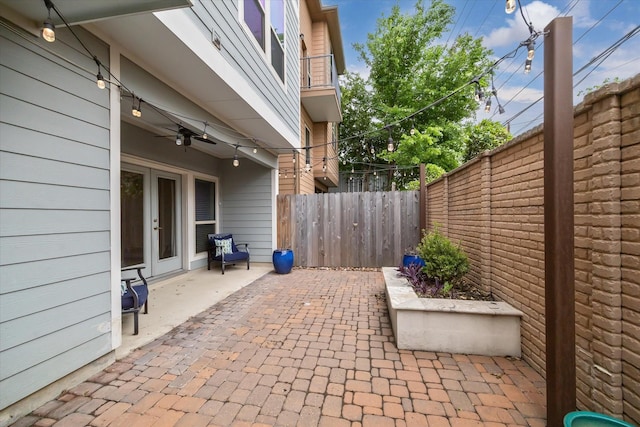 6013 Kansas St Unit B, Houston, TX 77007 - view of patio / terrace with french doors and a ceiling fan