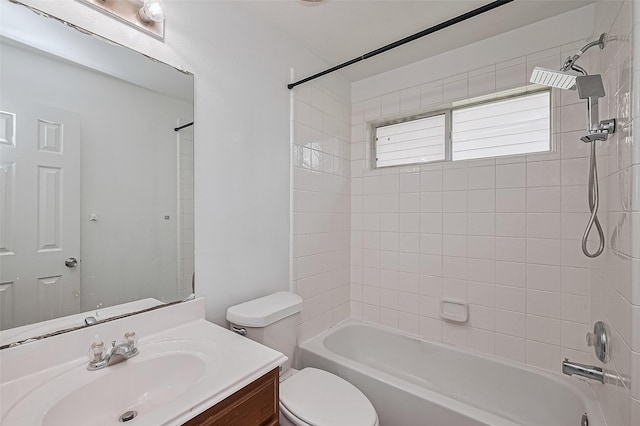 19826 Imperial Stone Dr, Houston, TX 77073 - bathroom with vanity, toilet, and tub / shower combination
