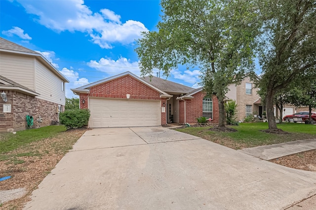 19826 Imperial Stone Dr, Houston, TX 77073 - view of front of property featuring brick siding, a garage, driveway, and a front lawn