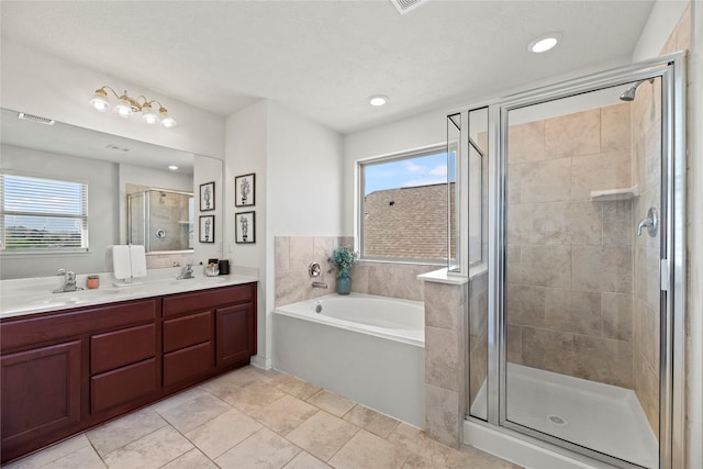 1435 Wheatley Hill Ln, Katy, TX 77494 - full bath featuring a bath, a shower stall, plenty of natural light, and double vanity