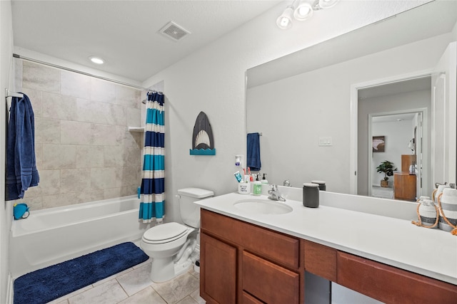 1435 Wheatley Hill Ln, Katy, TX 77494 - full bathroom with vanity, toilet, tile patterned flooring, and shower / bath combination with curtain