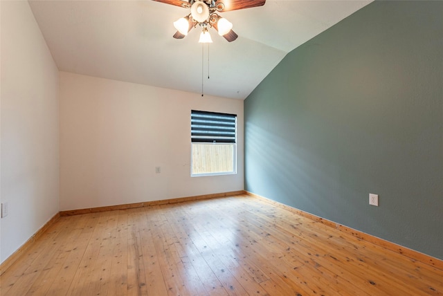 719 Shaver St, Pasadena, TX 77506 - unfurnished room featuring vaulted ceiling, ceiling fan, and light wood-style flooring