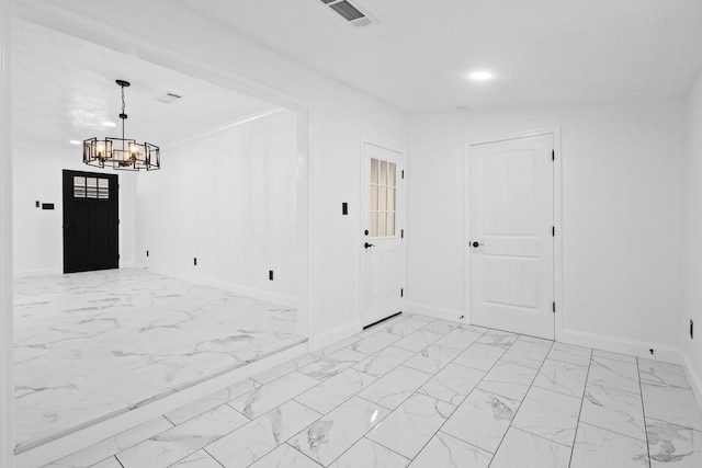2319 Helena Ave, Nederland, TX 77627 - entrance foyer featuring a chandelier, light marble finish floors, baseboards, and recessed lighting