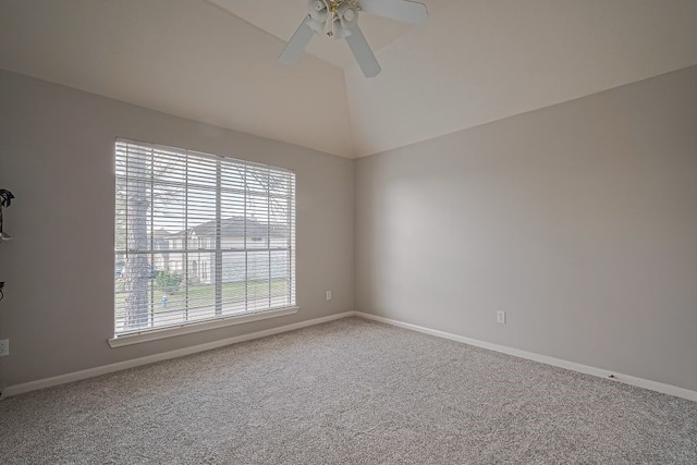 14723 Belterraza Dr, Houston, TX 77083 - carpeted spare room featuring a ceiling fan, baseboards, and vaulted ceiling