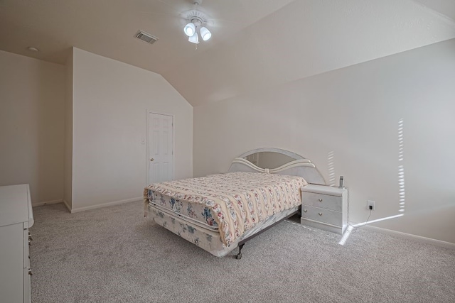 14723 Belterraza Dr, Houston, TX 77083 - carpeted bedroom with lofted ceiling, baseboards, and ceiling fan