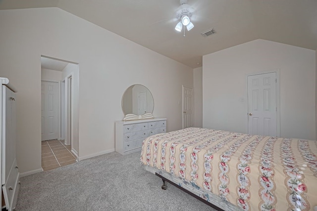 14723 Belterraza Dr, Houston, TX 77083 - bedroom with vaulted ceiling, carpet flooring, and ceiling fan