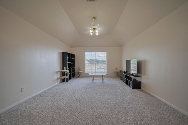 14723 Belterraza Dr, Houston, TX 77083 - living area featuring carpet, high vaulted ceiling, and baseboards