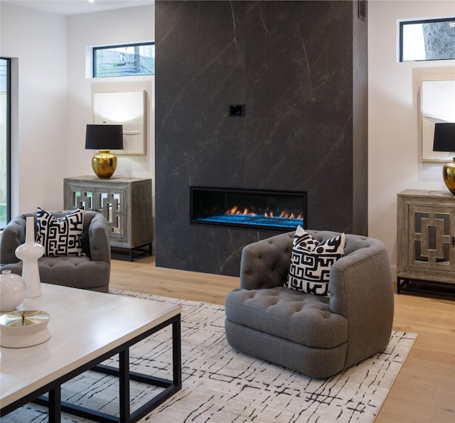 2239 Colquitt St, Houston, TX 77098 - living room featuring wood finished floors and a high end fireplace
