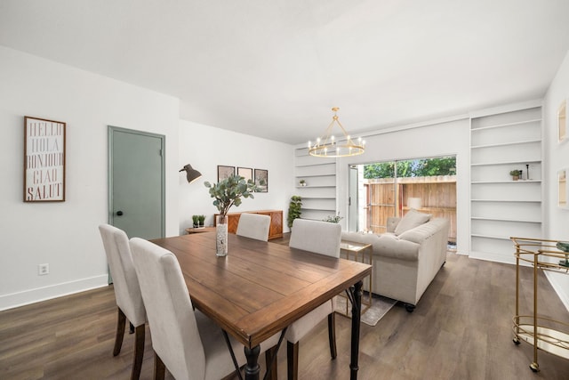 14703 Barryknoll Ln Unit 26, Houston, TX 77079 - dining space with a chandelier, dark wood-style flooring, and built in features