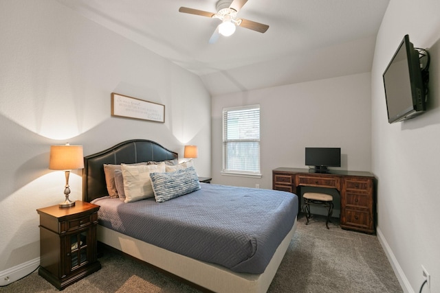 18226 Sofia Willow Way, Cypress, TX 77429 - bedroom featuring carpet flooring, vaulted ceiling, ceiling fan, and an office area