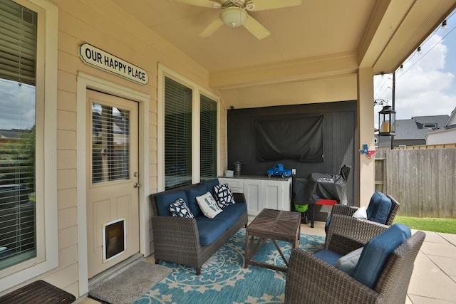 18226 Sofia Willow Way, Cypress, TX 77429 - view of patio / terrace featuring ceiling fan and outdoor lounge area