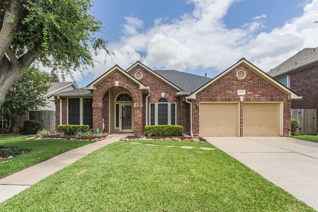 2001 Navajo Dr, Deer Park, TX 77536 - traditional-style house featuring an attached garage, brick siding, driveway, and roof with shingles