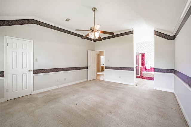 2001 Navajo Dr, Deer Park, TX 77536 - unfurnished room with ceiling fan, ornamental molding, and carpet