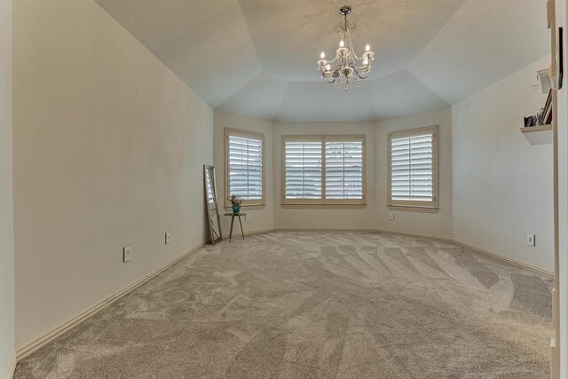 9814 Cape Breeze Dr, Houston, TX 77070 - spare room with carpet flooring, a chandelier, baseboards, and a raised ceiling