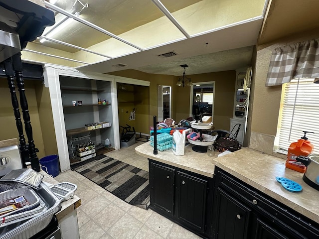 1225 County Road 878b, Sweeny, TX 77480 - kitchen featuring dark cabinets, light countertops, light flooring, and healthy amount of natural light