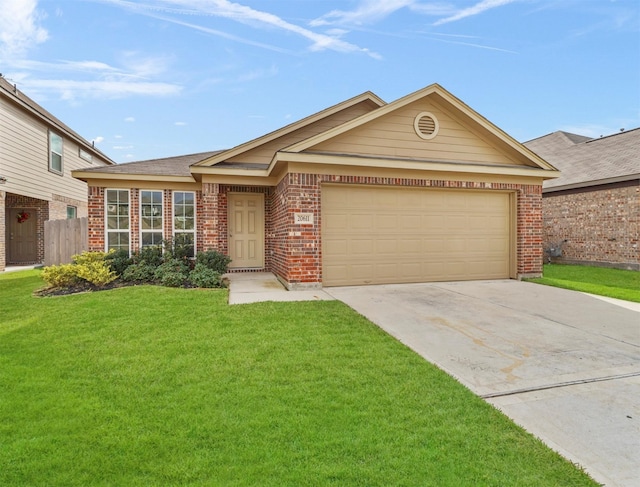 20611 Footstep Path, Katy, TX 77449 - ranch-style home featuring brick siding, concrete driveway, and an attached garage