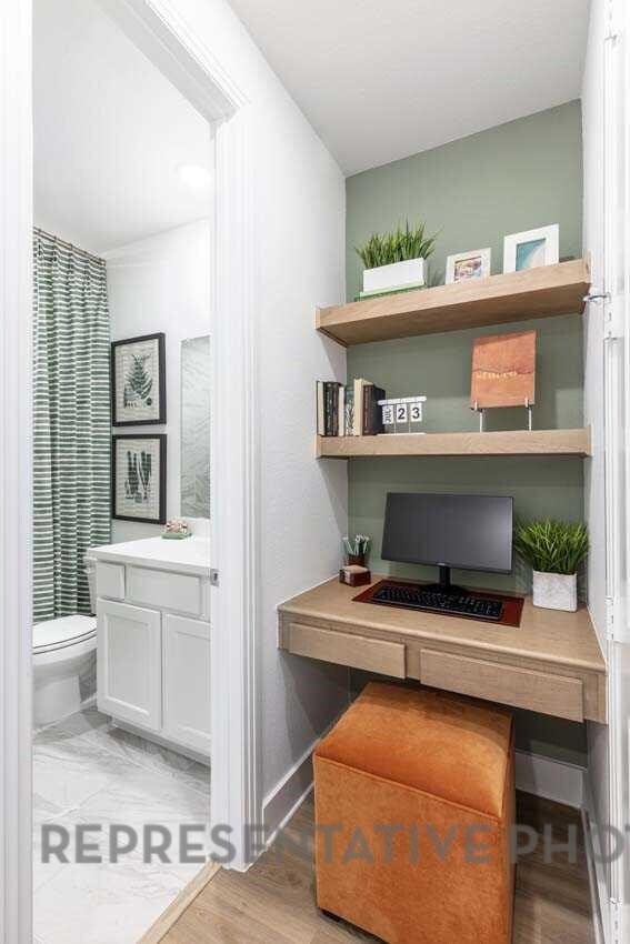 27019 Golden Isle Ln, Katy, TX 77493 - office with baseboards and light wood-style flooring