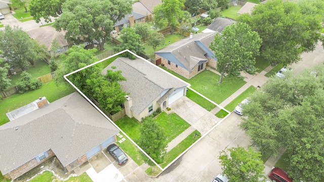 17907 Wolf Hollow Dr, Houston, TX 77084 - aerial perspective of suburban area featuring property parcel outlined