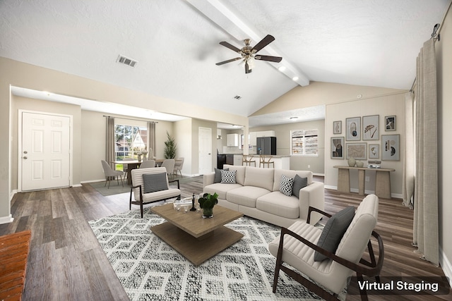 1919 Tallulah Ln, Houston, TX 77077 - living area featuring a ceiling fan, baseboards, and wood finished floors