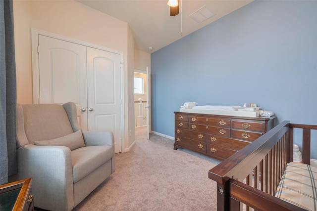 10712 Addicks Oaks Pl, Houston, TX 77043 - bedroom featuring a closet, carpet floors, baseboards, and a ceiling fan