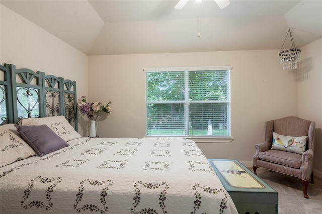 1511 Ashley Ct, Tomball, TX 77375 - bedroom with lofted ceiling, carpet floors, and a ceiling fan
