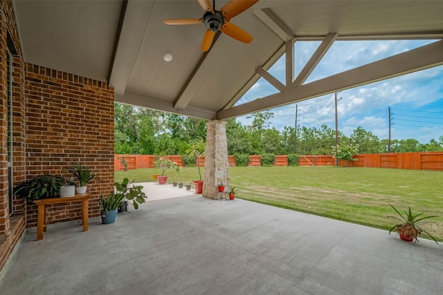 25203 Azel Shore Ct, Porter, TX 77365 - fenced backyard with a patio area and ceiling fan
