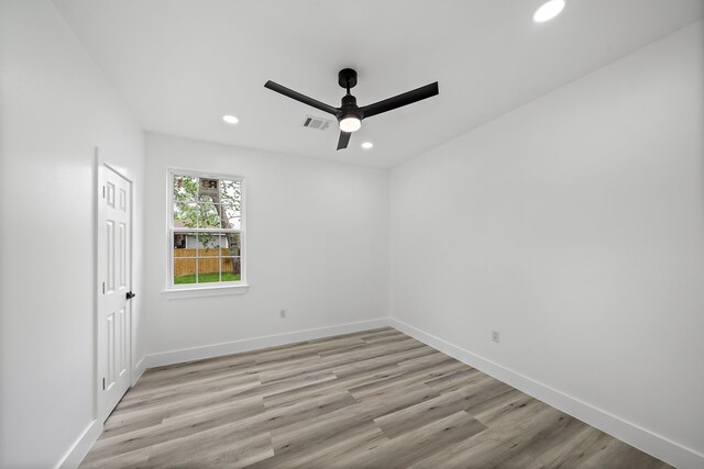 8209 Richland St A/B, Unit A/B Houston, TX 77028 - spare room with recessed lighting, baseboards, light wood-style floors, and ceiling fan