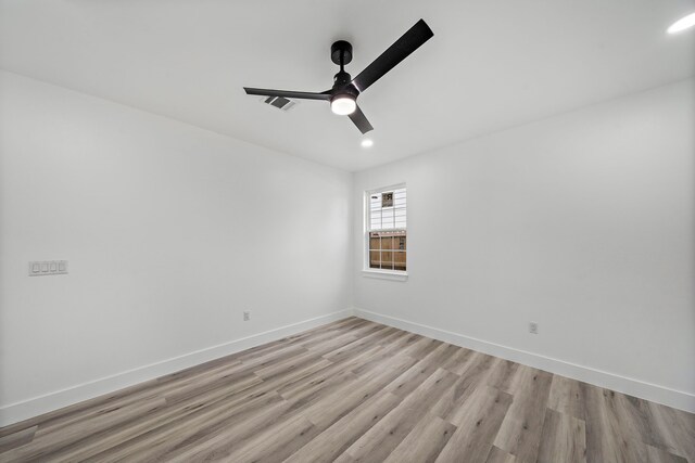 8209 Richland St A/B, Unit A/B Houston, TX 77028 - spare room with light wood-style flooring, recessed lighting, baseboards, and ceiling fan