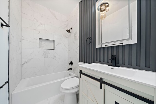 8209 Richland St A/B, Unit A/B Houston, TX 77028 - bathroom featuring vanity, toilet, and tub / shower combination